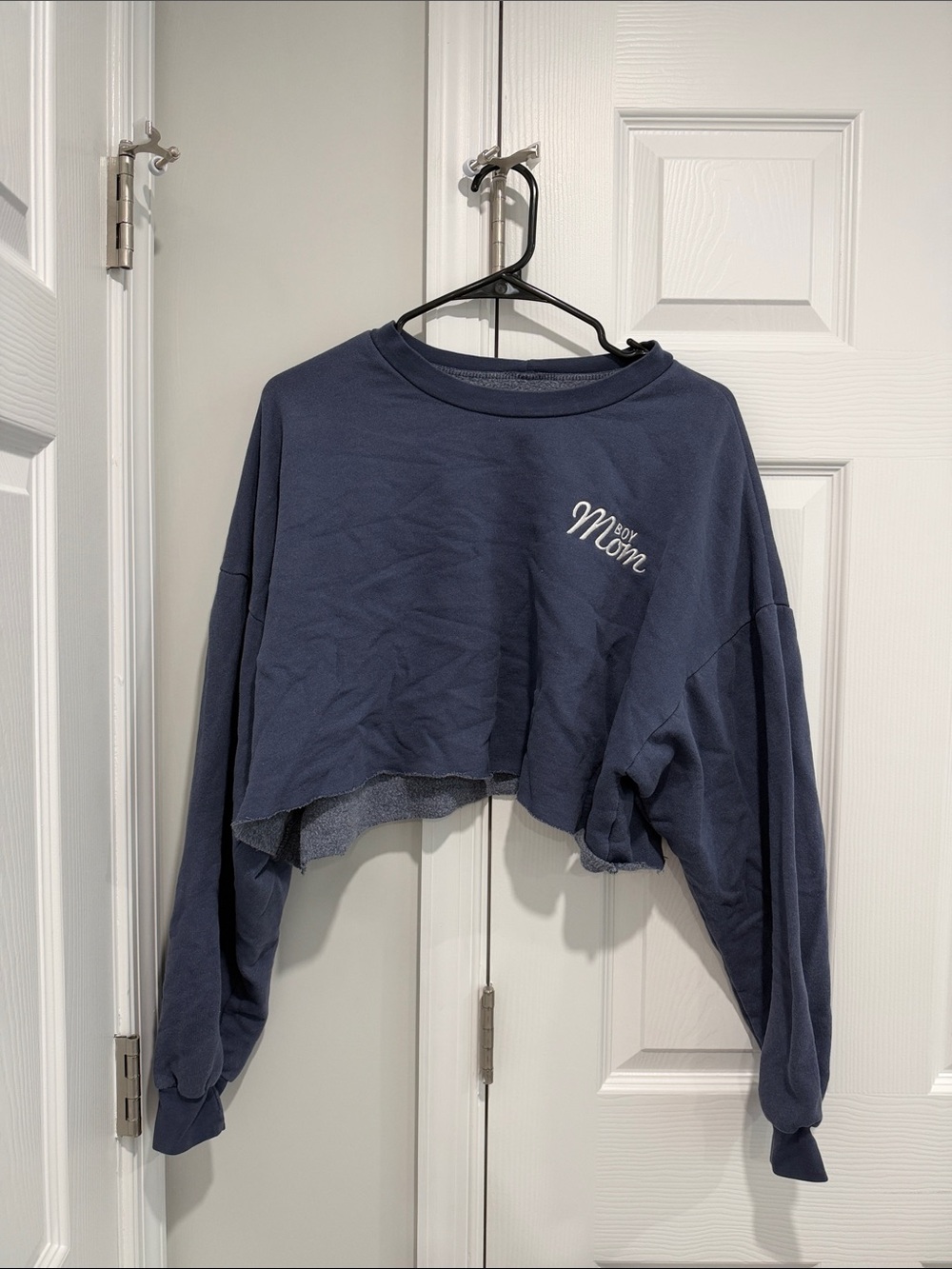 Boy Mom Navy Cropped Sweatshirt
